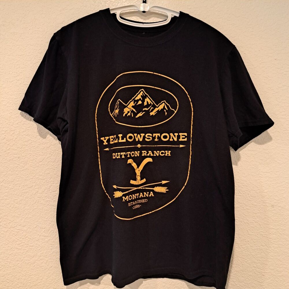Yellowstone Dutton Ranch T-Shirt Tee Mens Small Black Solid Short Sleeve